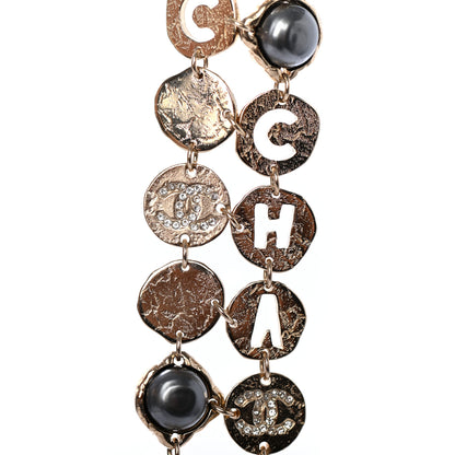 Chanel Pearl Papyrus Long Necklace Gold Pearly White Grey 4 of 5