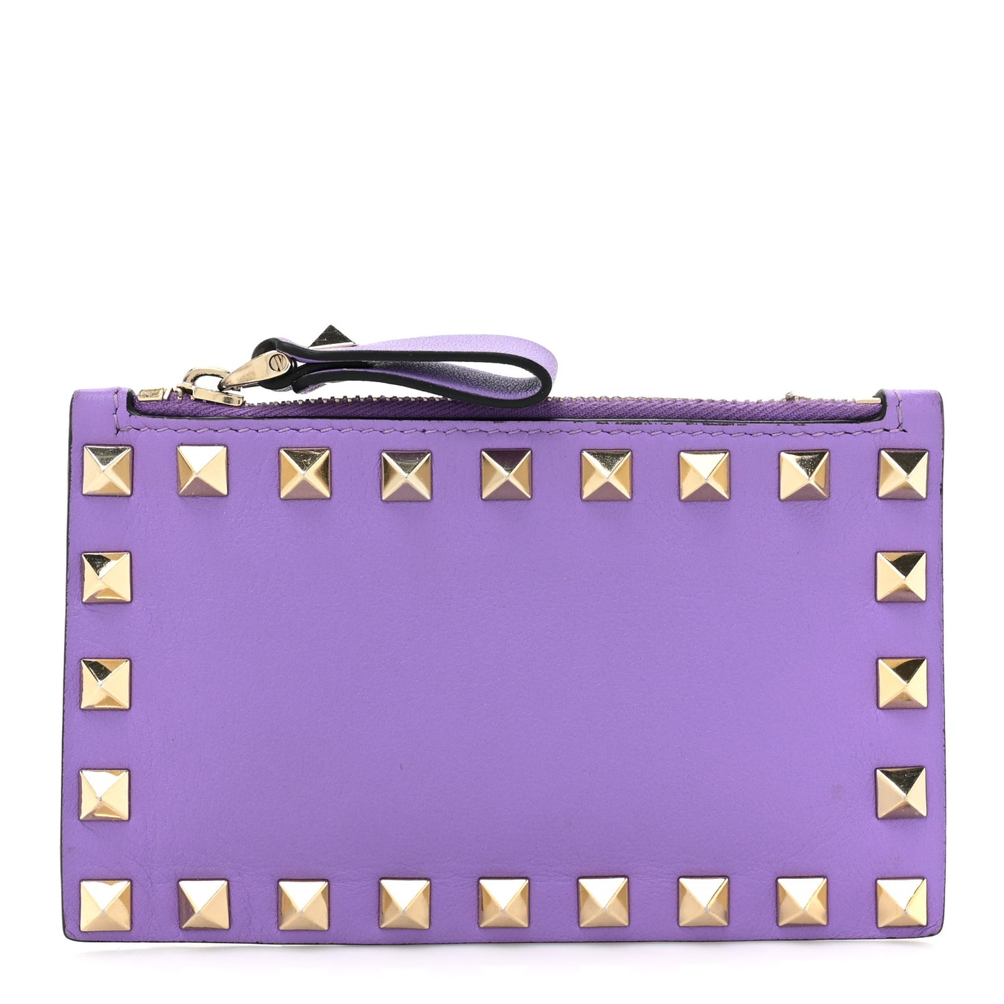 Calfskin Rockstud Coin Case Card Holder Glicine