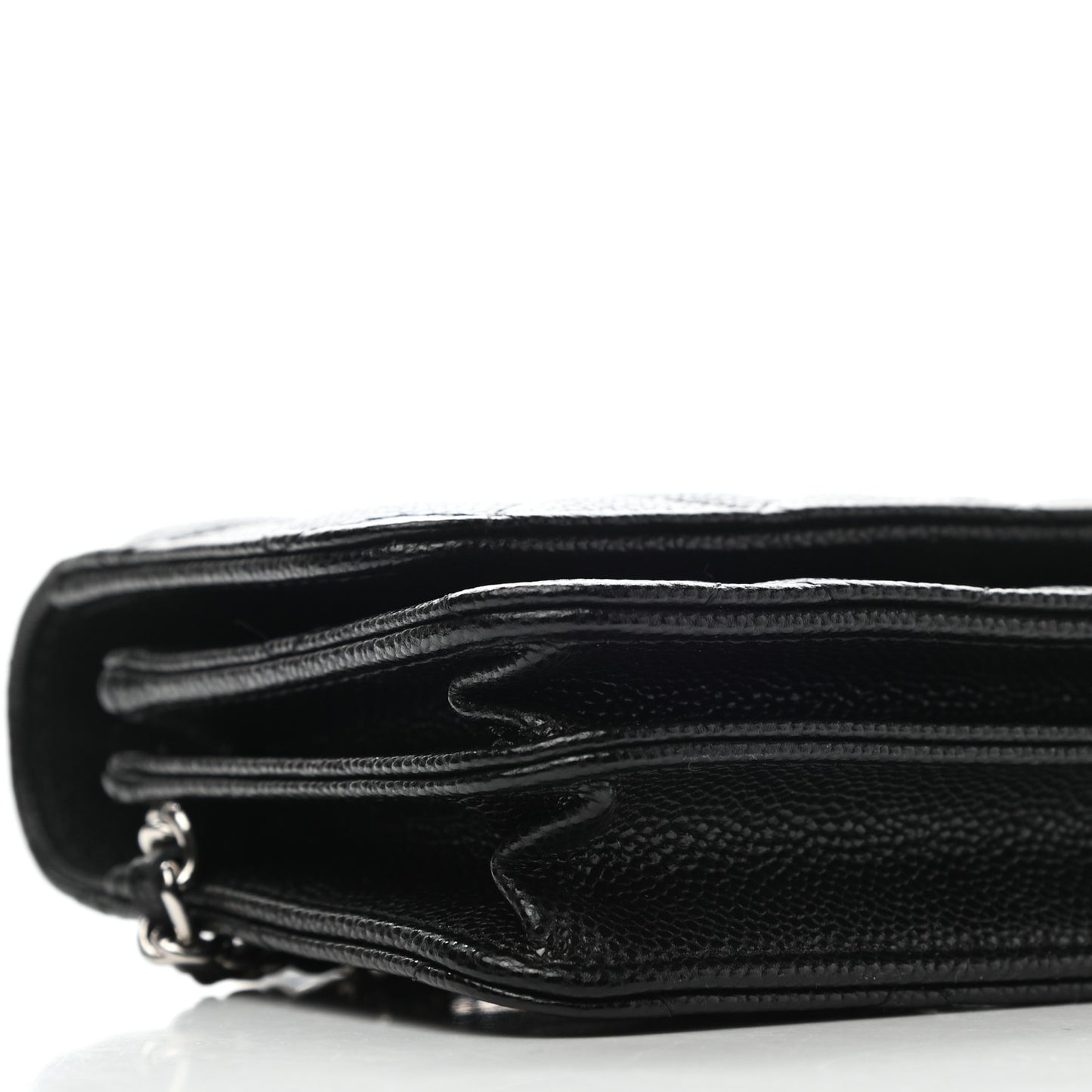Caviar Quilted Mini Wallet On Chain WOC Black