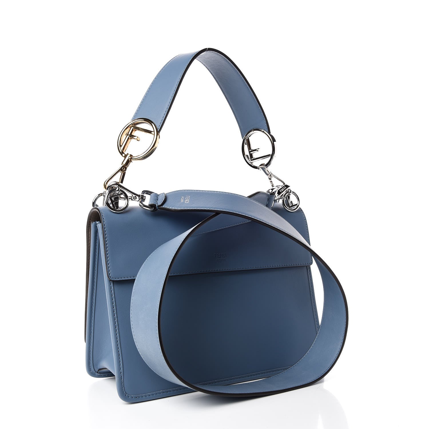Fendi Vitello Century Opaco F is Fendi Kan I Shoulder Bag Ceruleo 4 of 10