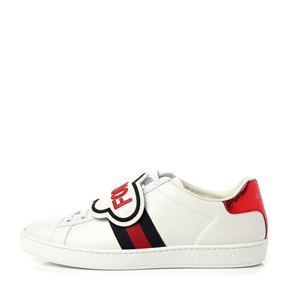 Gucci Calfskin Ayers Blind For Love Embroidered Womens Ace Sneakers 37.5 White 1 of 10