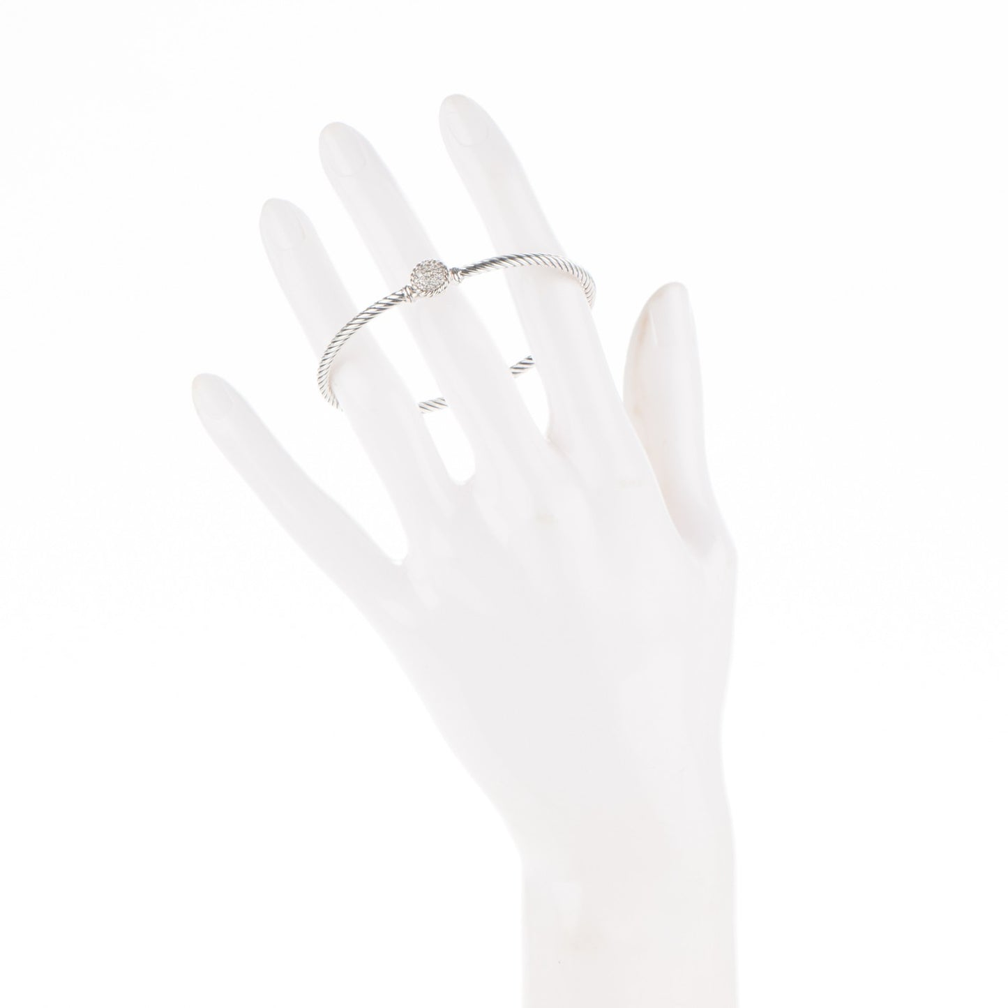 Sterling Silver Pave Diamond 8mm Petite Bracelet