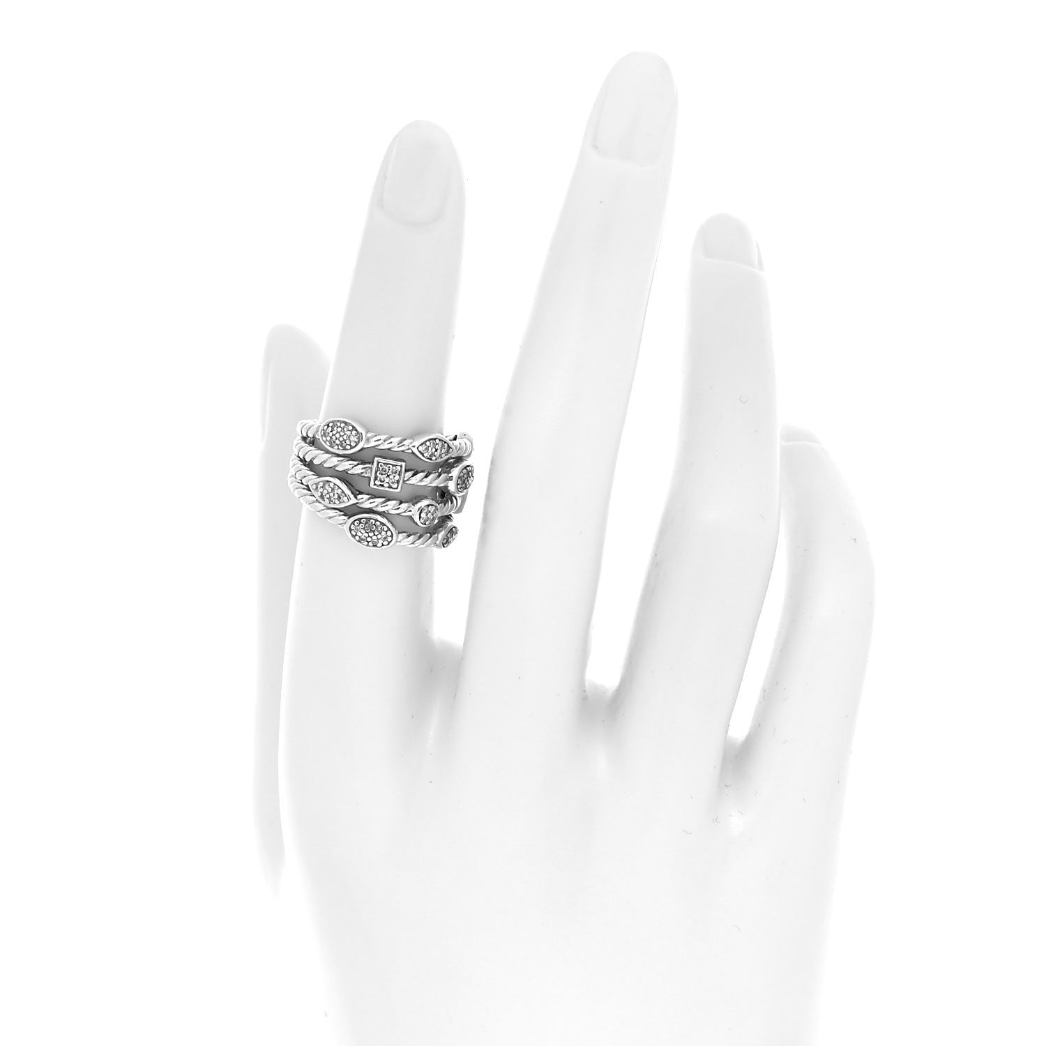 David Yurman Sterling Silver Diamond Confetti 4 Row Ring 52 6 2 of 5