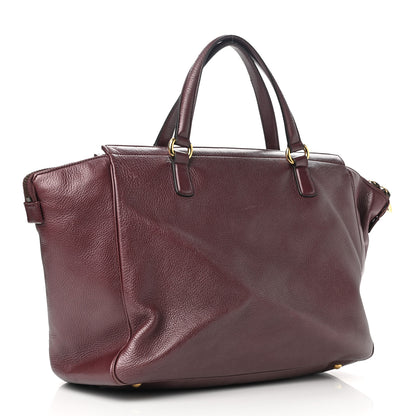 Gucci Metallic Pebbled Calfskin Medium 1973 Top Handle Satchel Burgundy 3 of 18