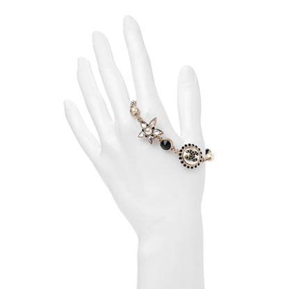 Chanel Pearl Crystal Beaded CC Bracelet Black Gold 2 of 5