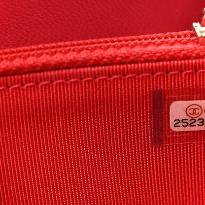 Chanel Lambskin Quilted Medium Zip Around Wallet Light Red 8 of 9