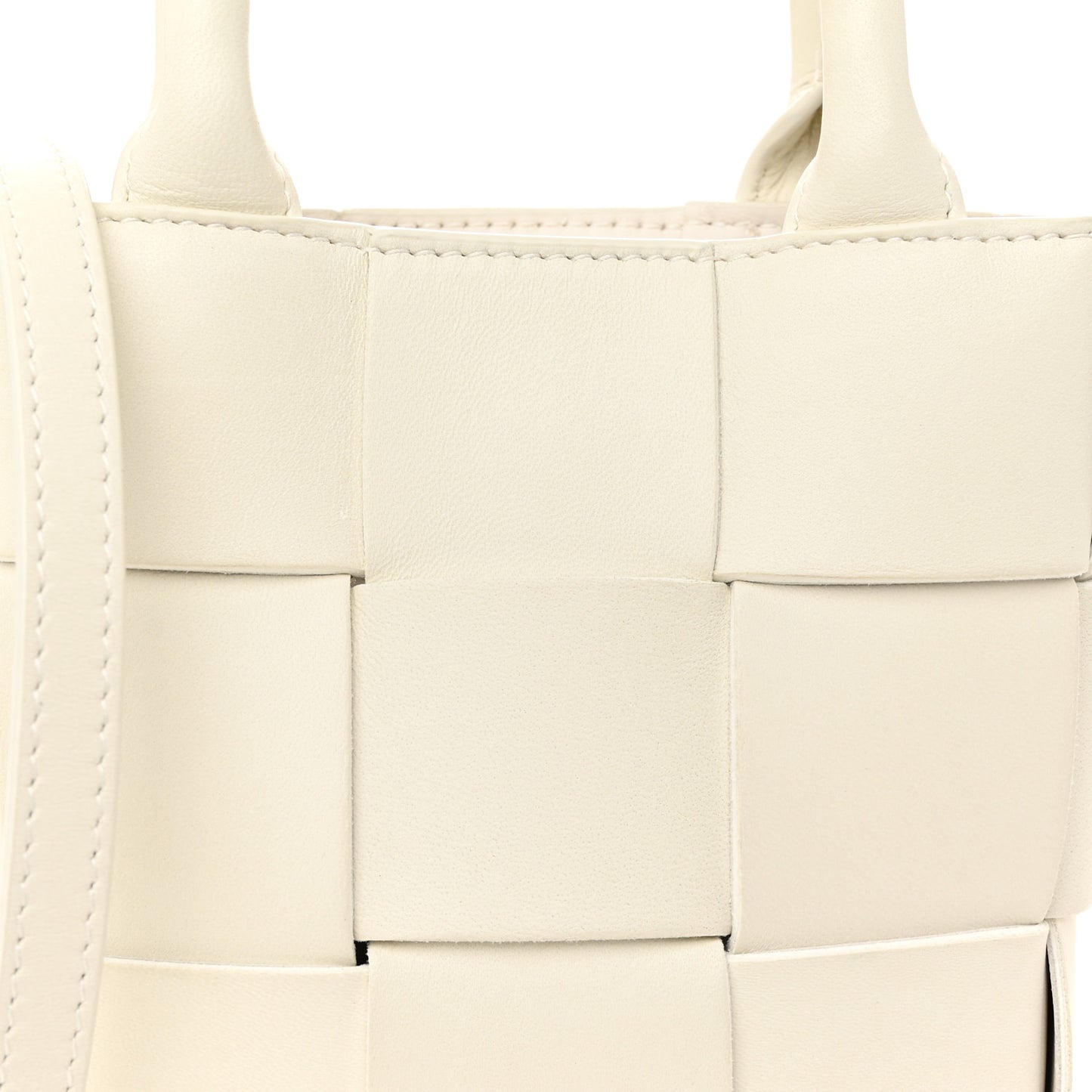 Lambskin Maxi Intrecciato Mini North South Cassette Tote White