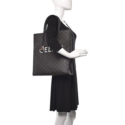 Celine Triomphe Canvas Calfskin Large Vertical Cabas Black 2 of 10