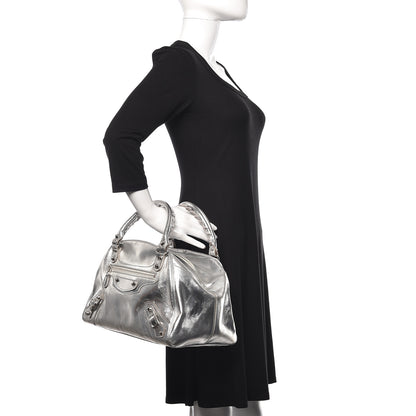Balenciaga Metallic Calfskin Motocross Classic Hardware Bowling MM Silver Hardware 2 of 20