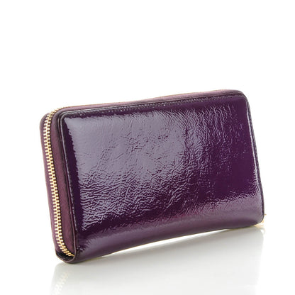 Saint Laurent Textured Patent Calfskin Belle De Jour Zip Around Wallet Purple 3 of 8