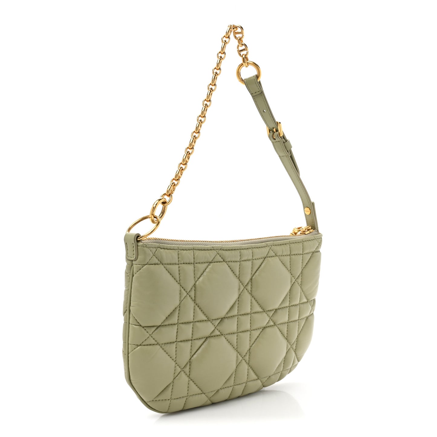 Calfskin Cannage Caro Pouch Desert Sage
