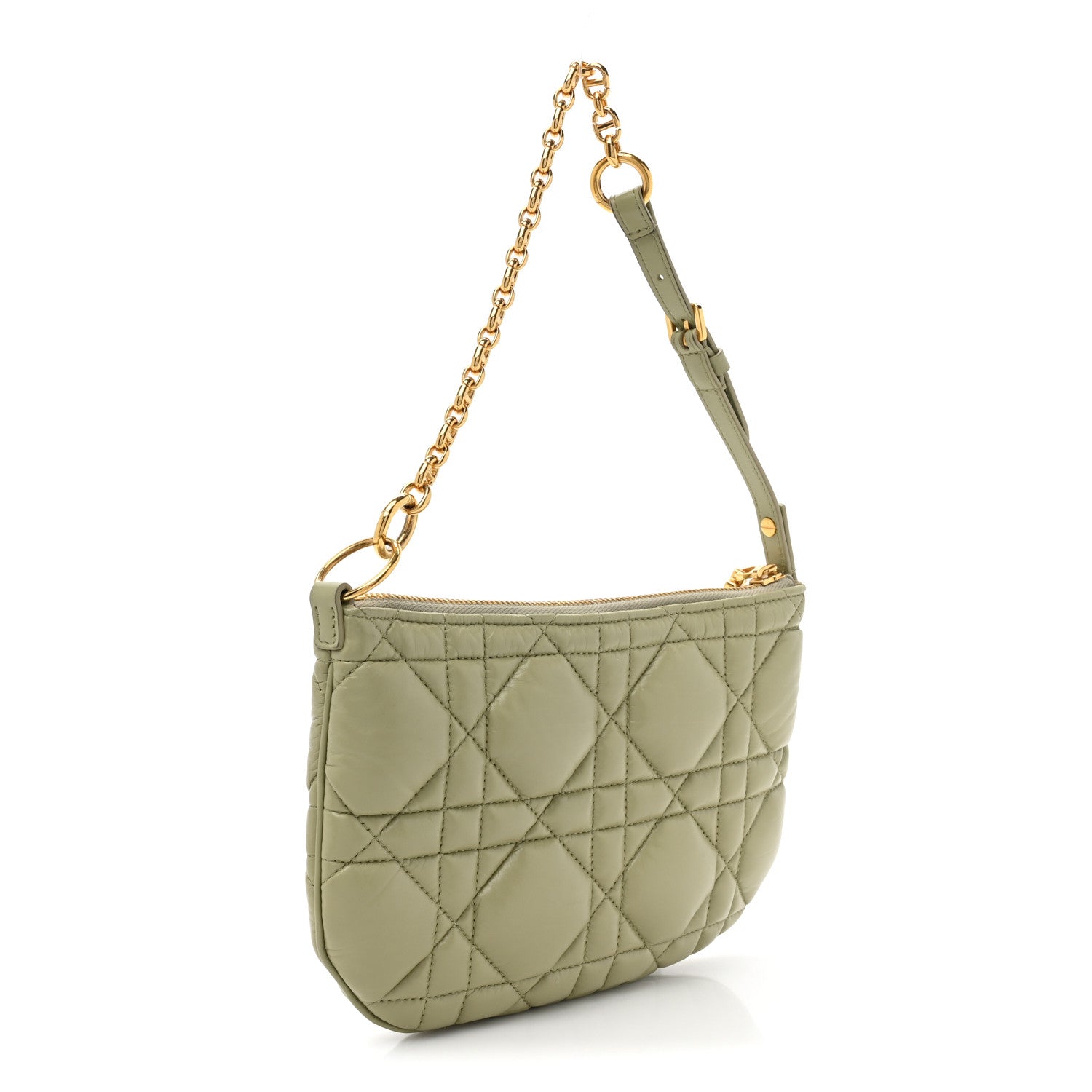 Christian Dior Calfskin Cannage Caro Pouch Desert Sage 3 of 11