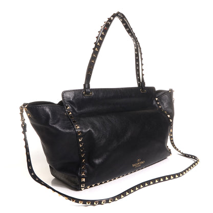 Valentino Garavani Vitello Medium Rockstud Tote Black 3 of 9