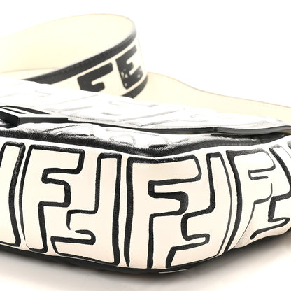 Fendi X JOSHUA VIDES Nappa FF Embossed Baguette White Black 10 of 10
