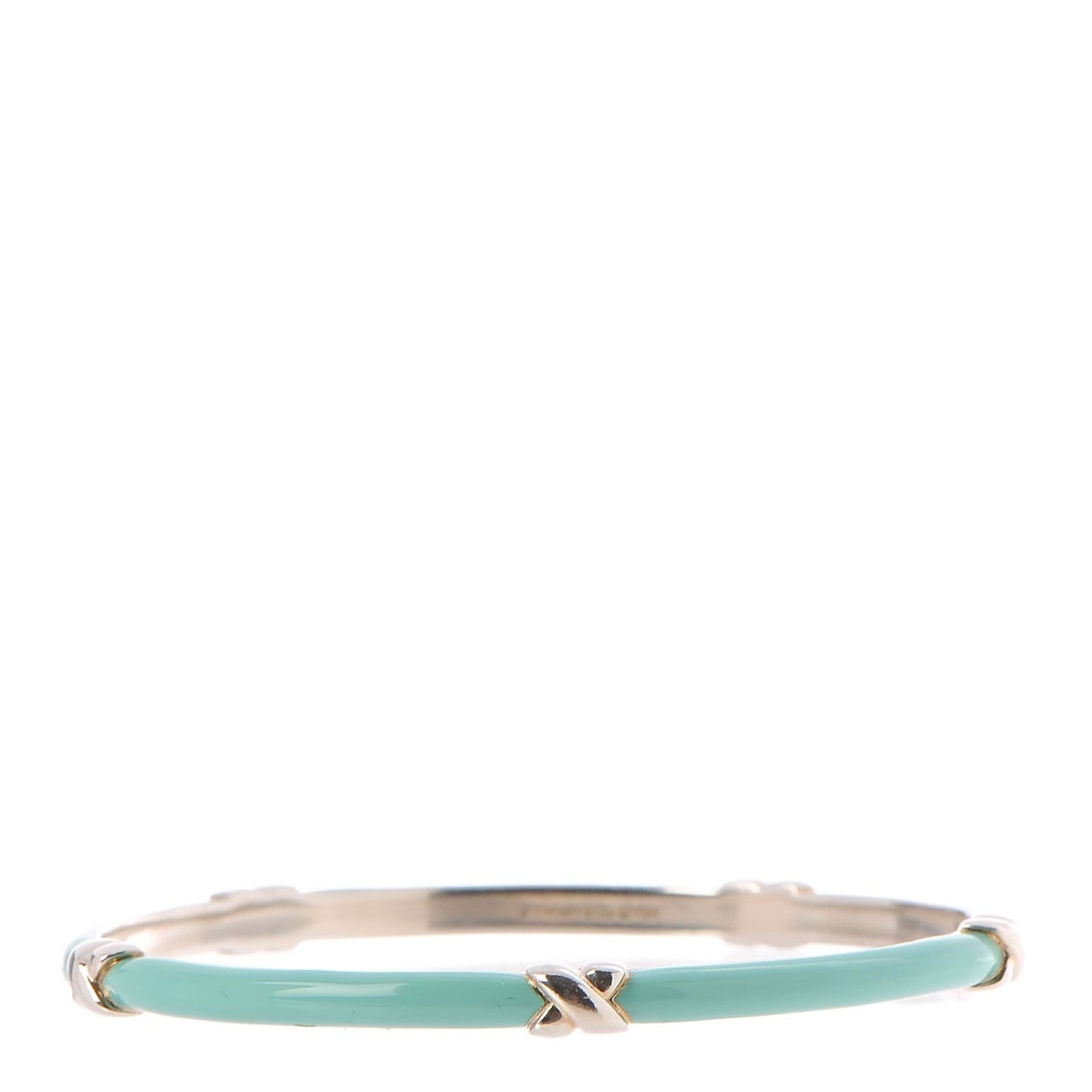 Enamel Sterling Silver Signature X Bangle Turquoise