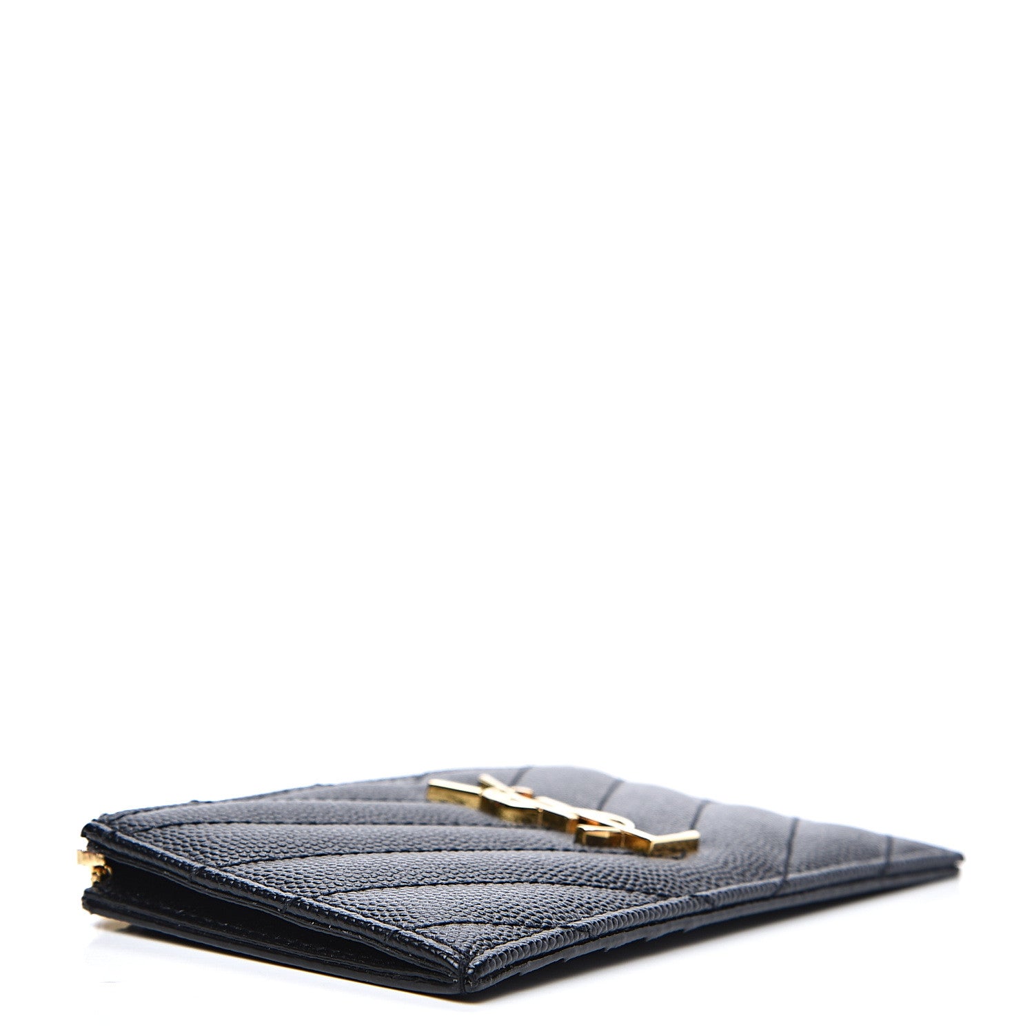 Saint Laurent Monogram Grain de Poudre 5 Fragments Zip Pouch Card Holder Black 3 of 7