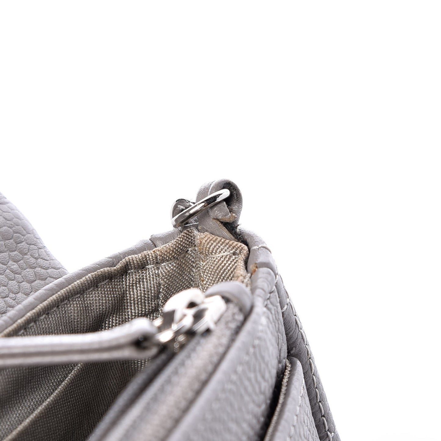 Caviar Half Moon Wallet On Chain WOC Light Grey