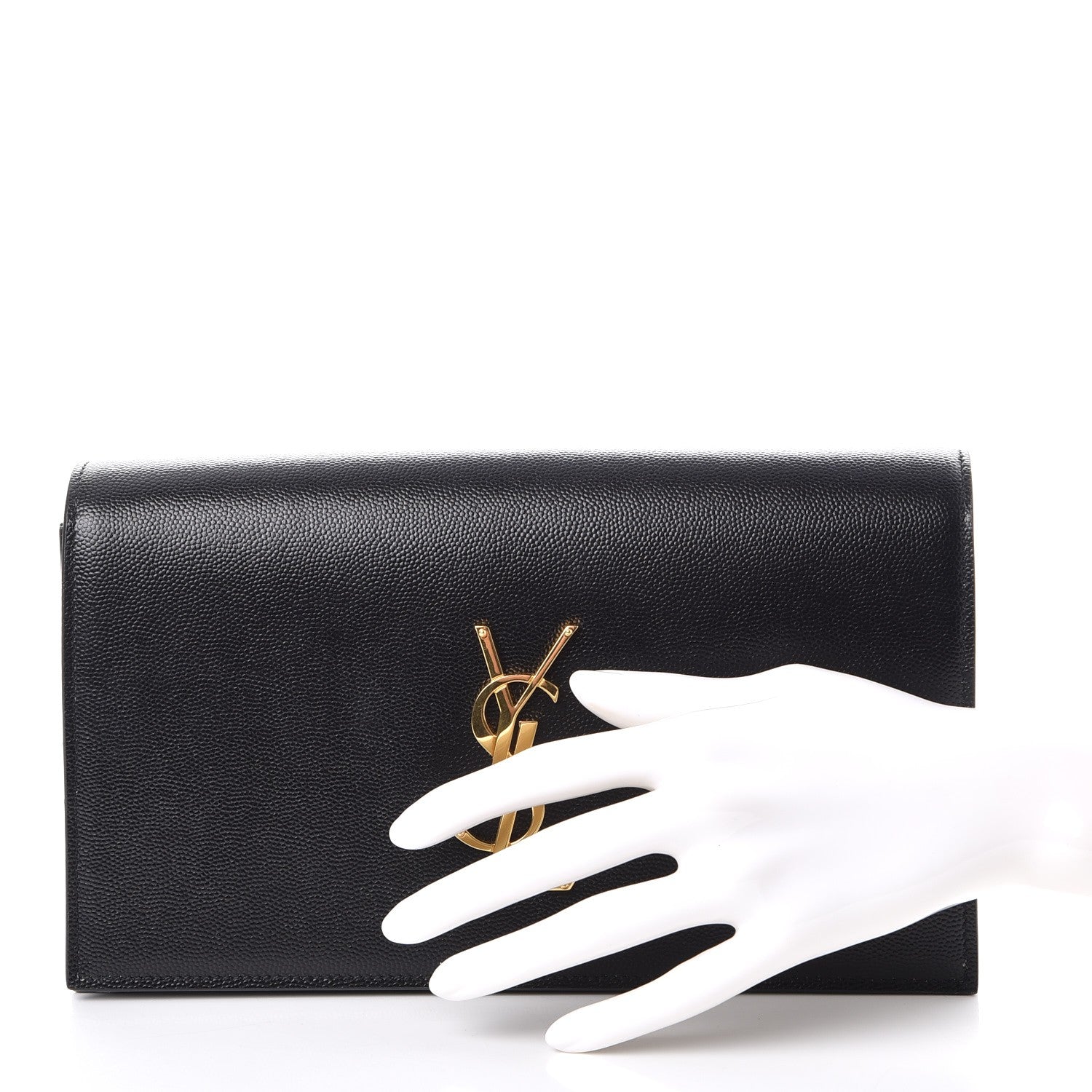Saint Laurent Grain De Poudre Classic Monogram Kate Clutch Black 2 of 7