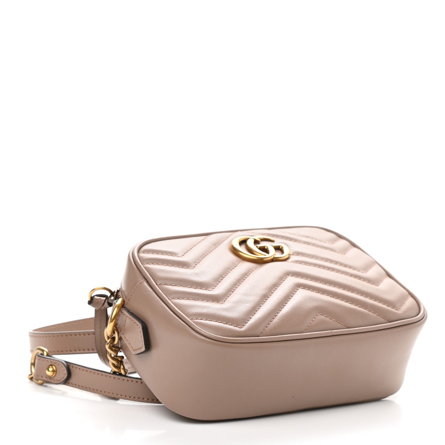 Gucci Calfskin Matelasse Mini GG Marmont Chain Shoulder Bag Porcelain Rose 4 of 9
