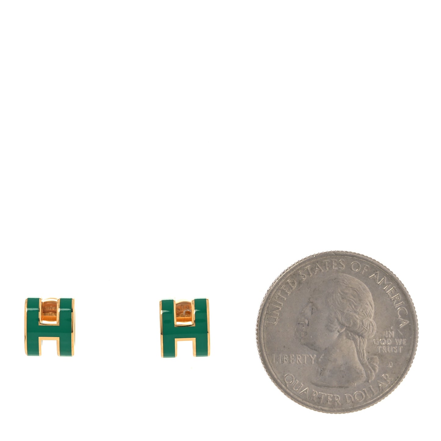 Gold Lacquered Mini Pop H Earrings Malachite