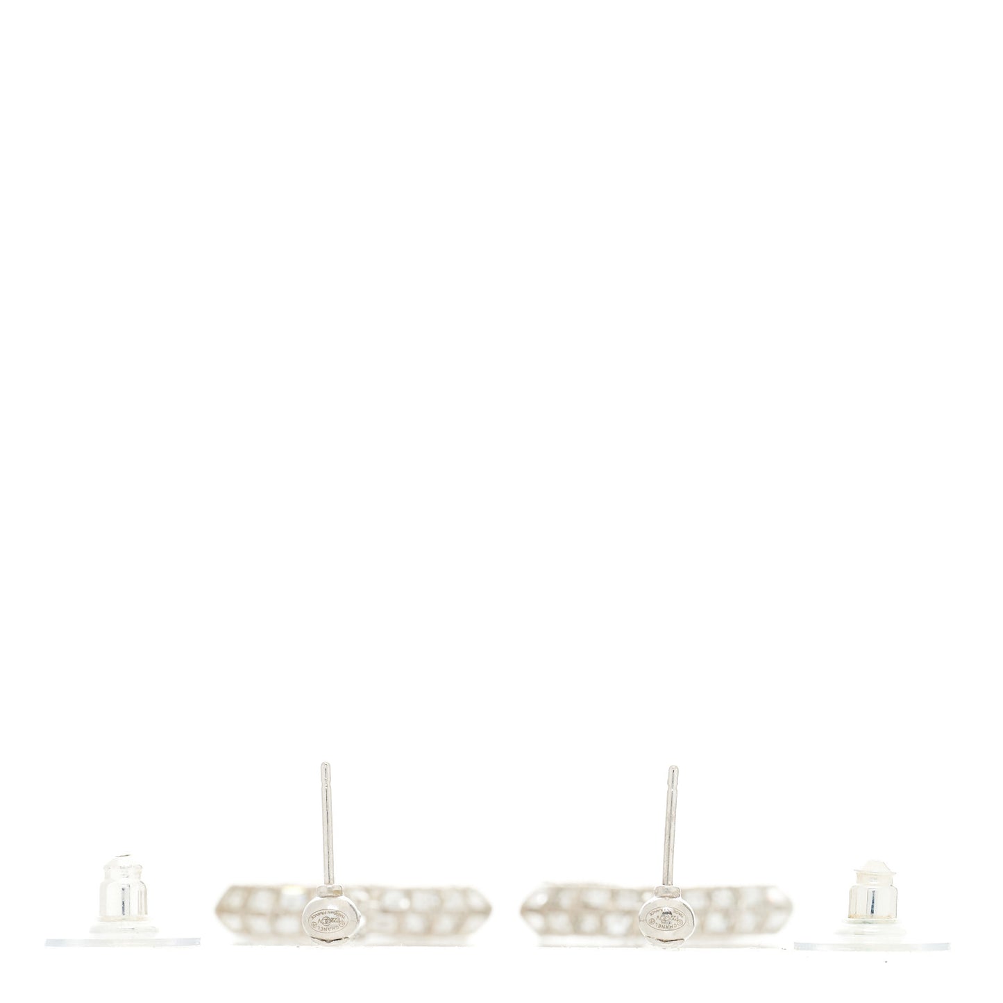 Baguette Crystal CC Drop Earrings Silver