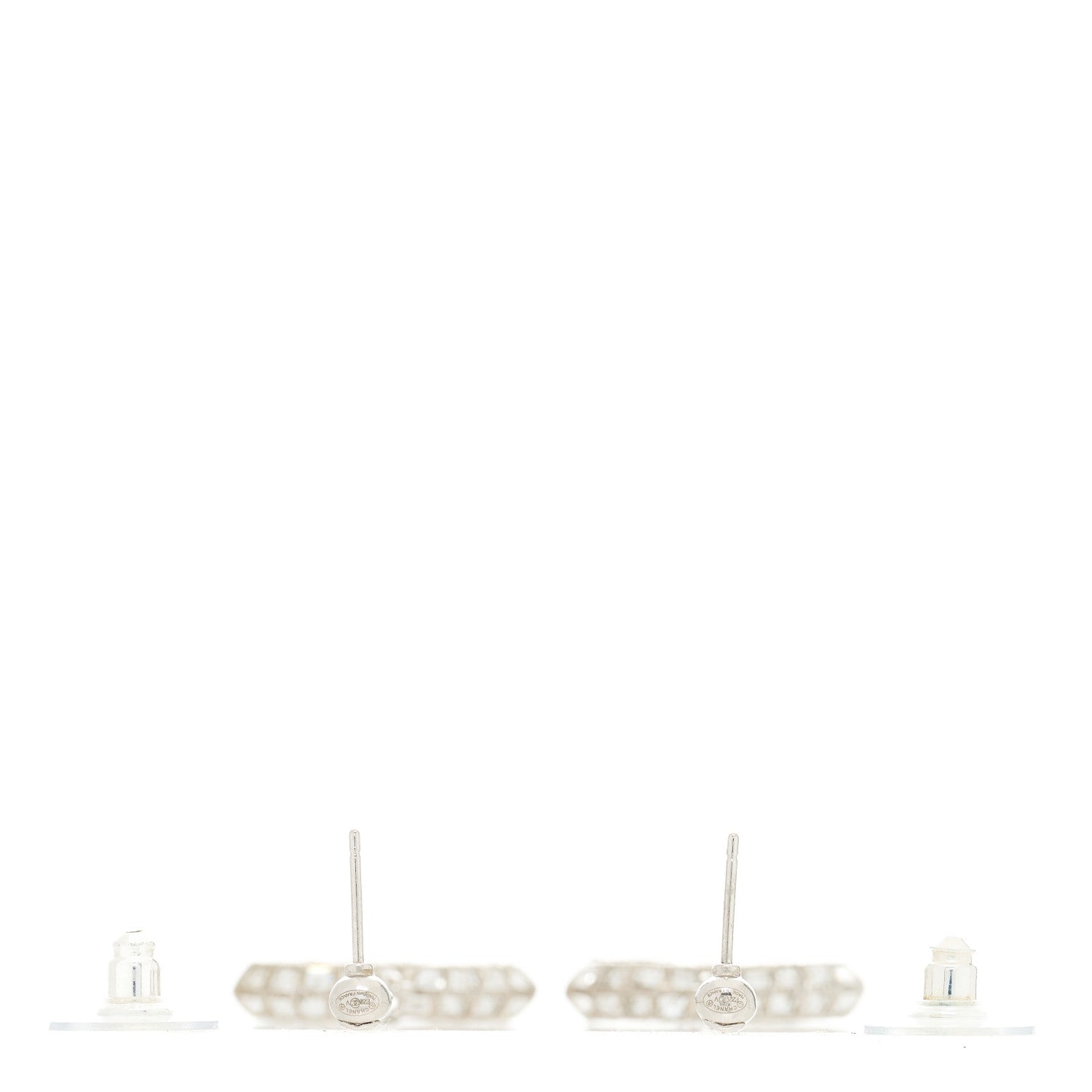 Chanel Baguette Crystal CC Drop Earrings Silver 3 of 4