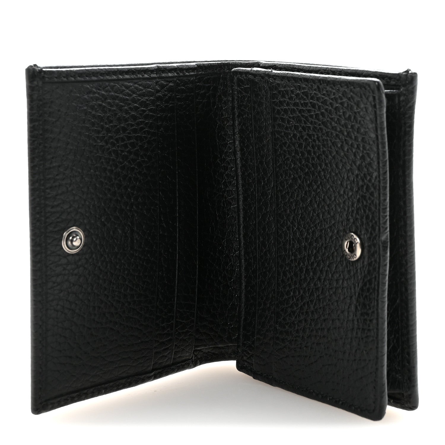 Gucci Dollar Calfskin Enamel Monochrome GG Marmont Card Case Black 5 of 8