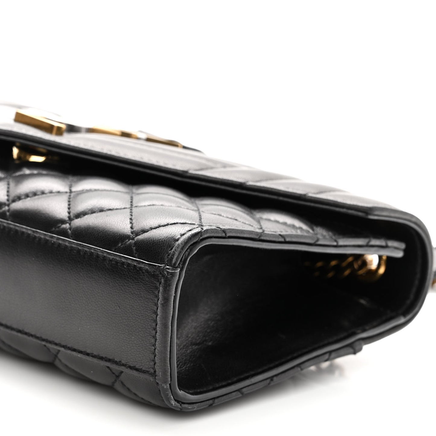 Lambskin Mixed Matelasse Triquilt Small Monogram Satchel Black