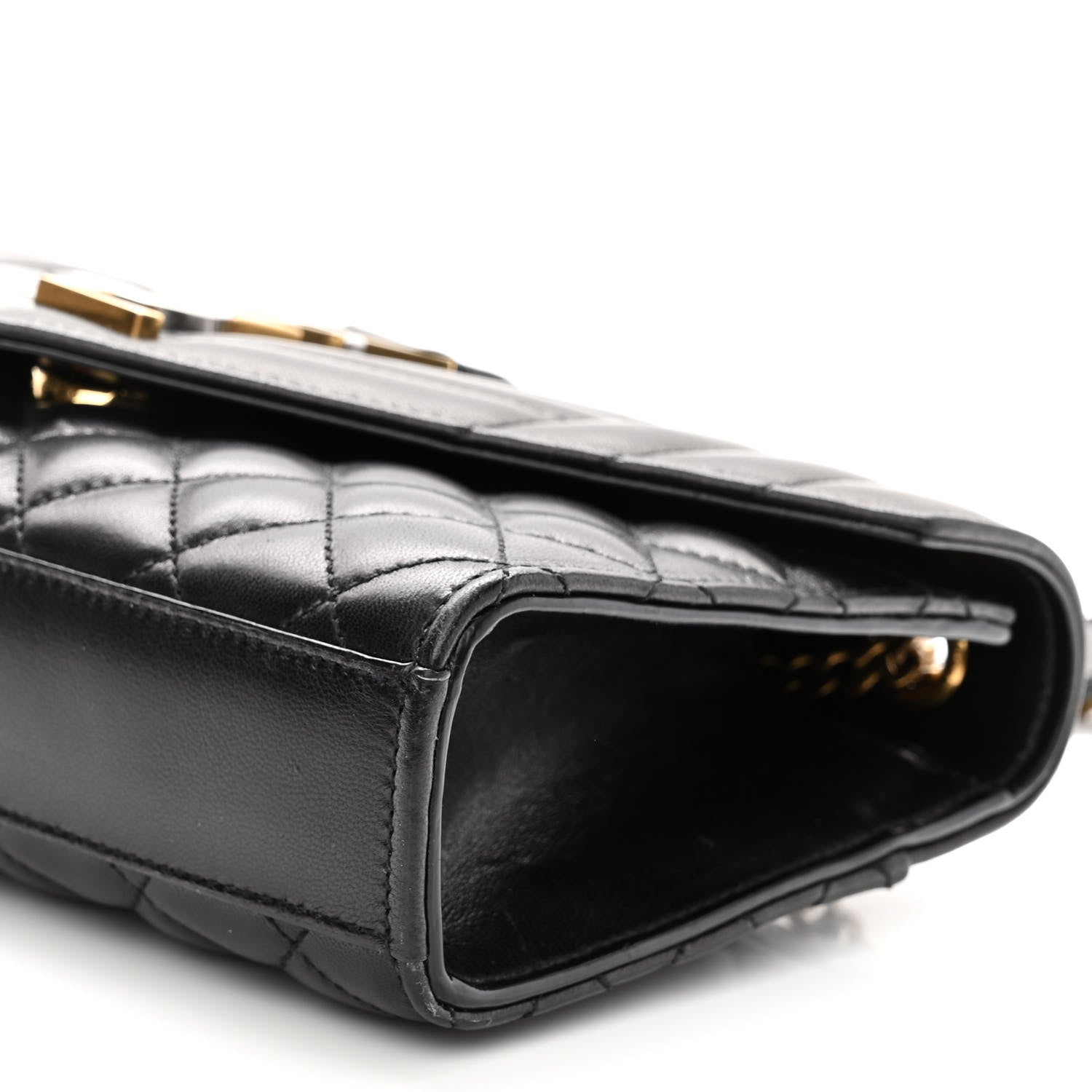 Saint Laurent Lambskin Mixed Matelasse Triquilt Small Monogram Satchel Black 9 of 9