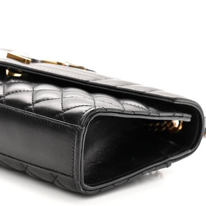 Saint Laurent Lambskin Mixed Matelasse Triquilt Small Monogram Satchel Black 9 of 9