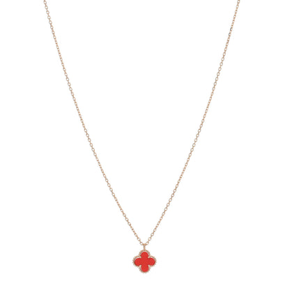 Van Cleef & Arpels 18K Rose Gold Carnelian Sweet Alhambra Pendant Necklace 1 of 5
