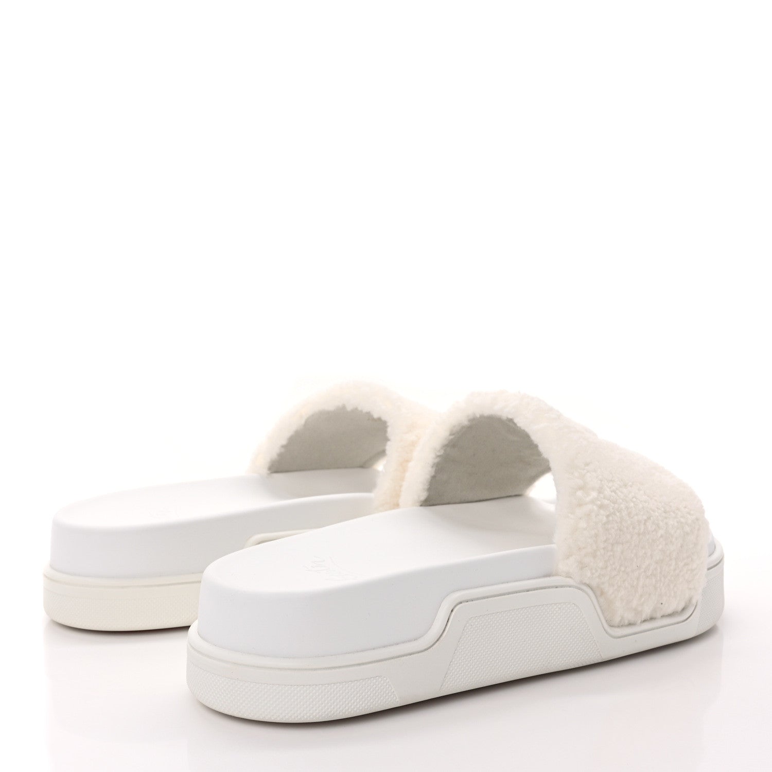Christian Louboutin Faux Shearling Embroidered Pool Donna Flat Slide Sandals 39.5 White 4 of 8