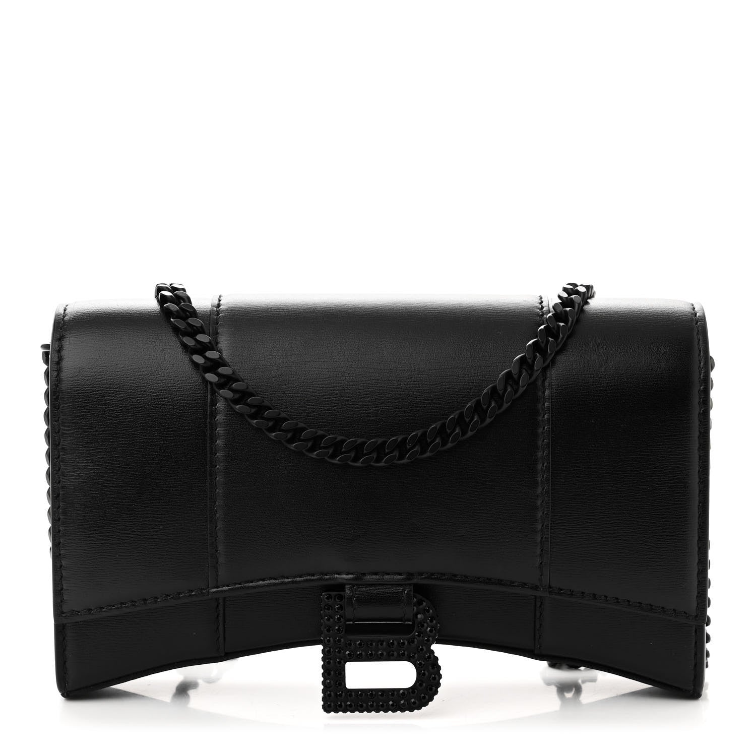 Balenciaga Calfskin Strass Monochrome Hourglass Chain Bag Black 1 of 9