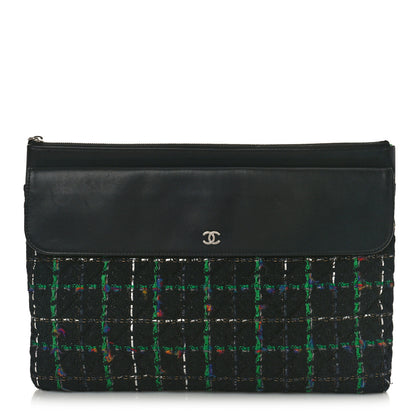 Chanel Lambskin Tweed Quilted Medium Flap Cosmetic Case Multicolor Black 1 of 12
