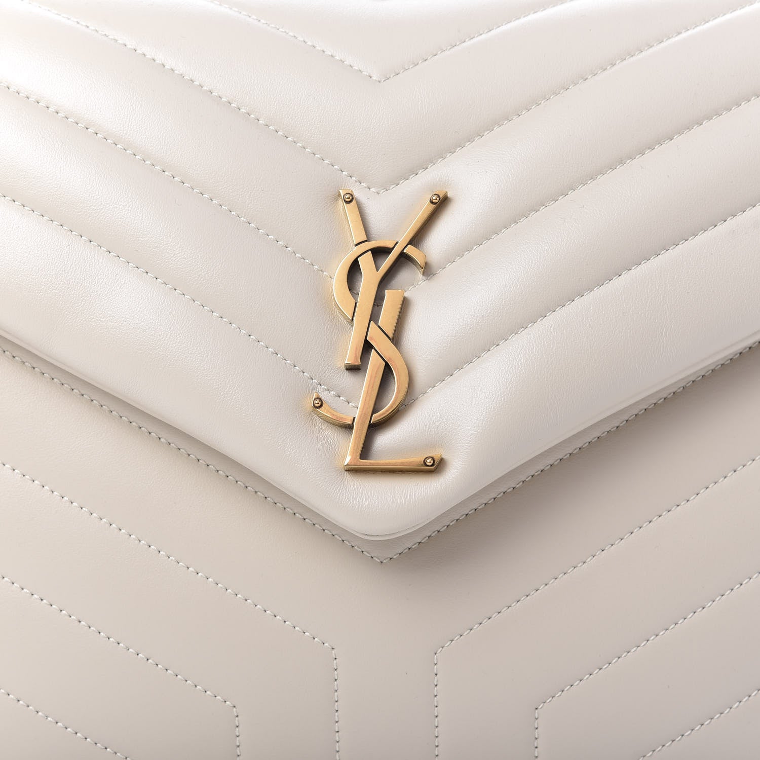Saint Laurent Calfskin Y Quilted Monogram Medium Loulou Chain Satchel Crema Soft 10 of 10