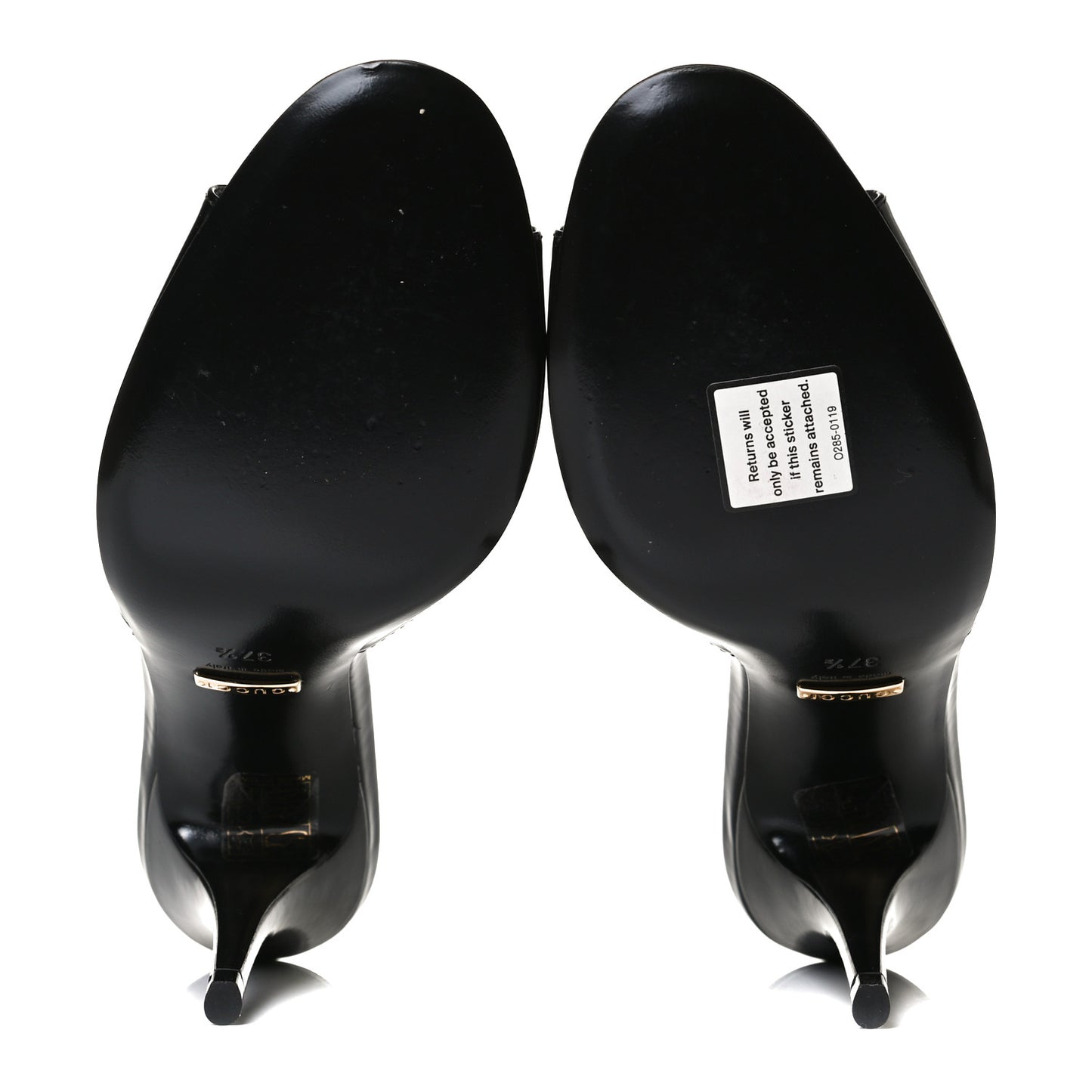 Polished Calfskin Scarlet Mid Heel Slide Sandals 37.5 Black