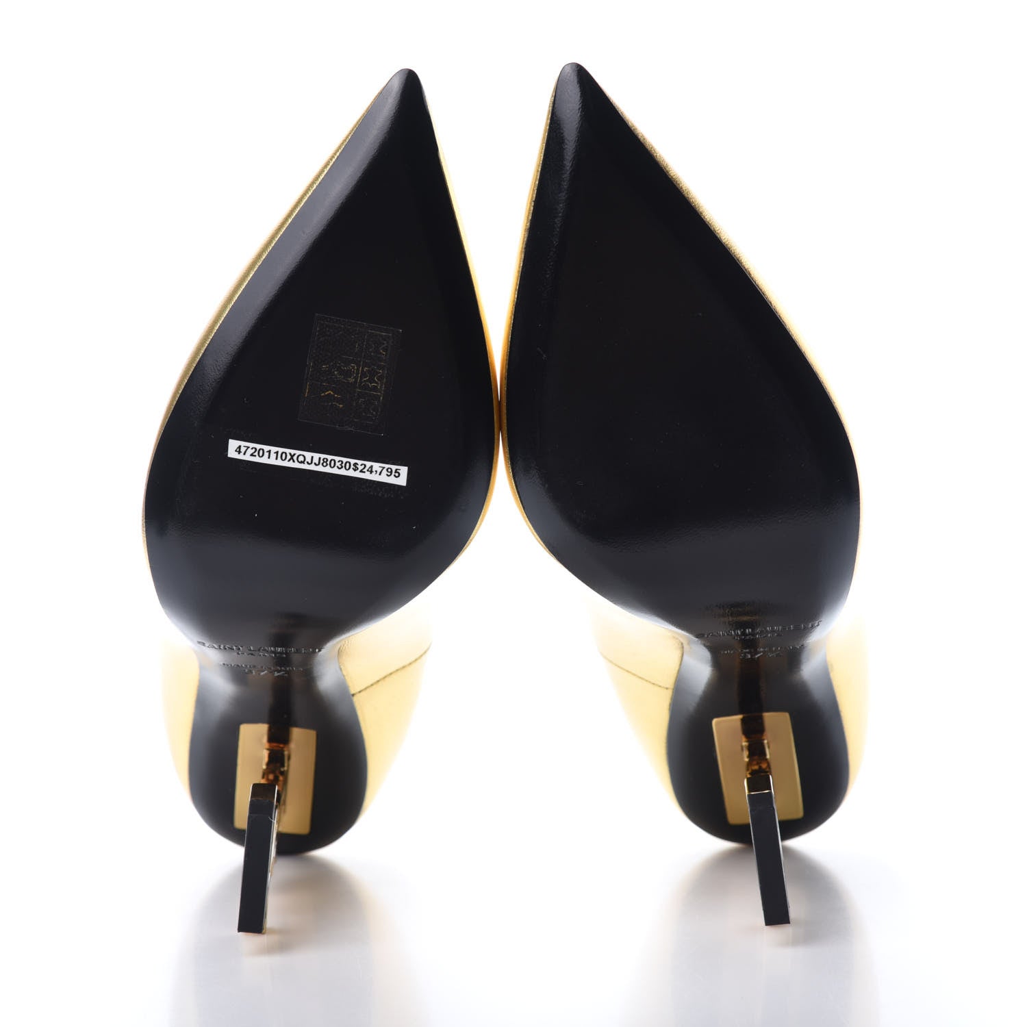 Saint Laurent Calfskin Opyum 100 Pumps 37.5 Gold 5 of 12
