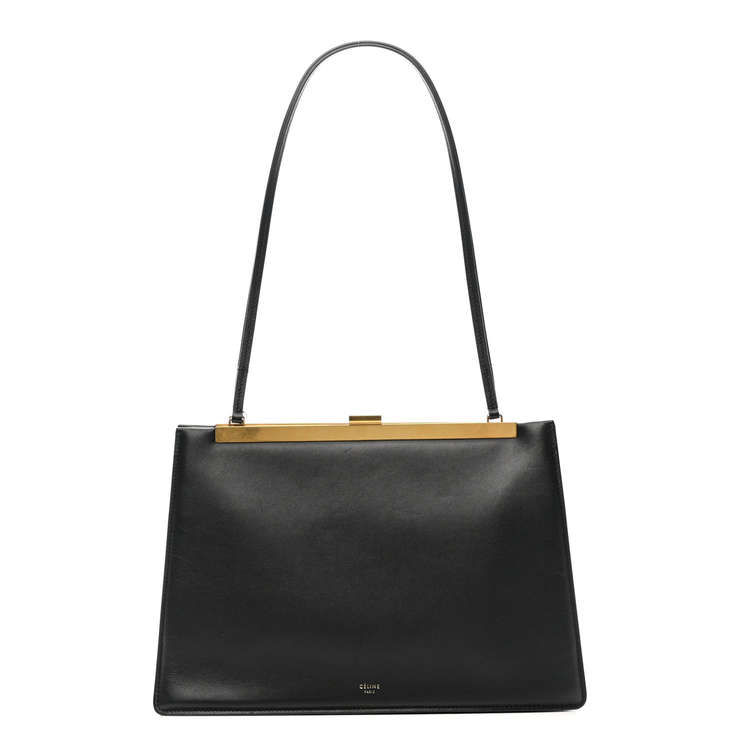 Celine Smooth Calfskin Medium Clasp Shoulder Bag Black 1 of 14