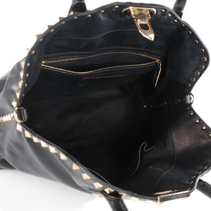 Valentino Garavani Vitello Rockstud Dome Satchel Black 5 of 7
