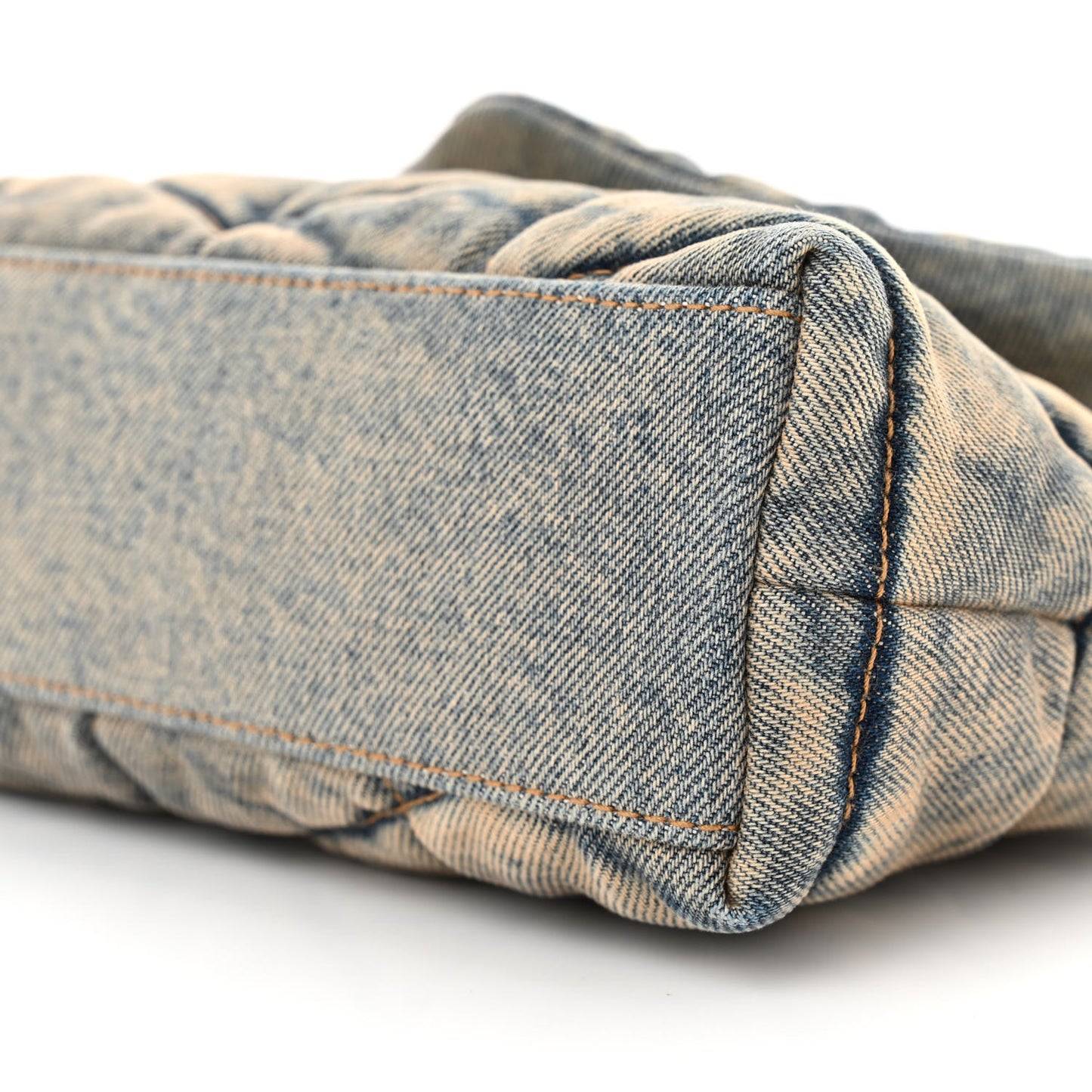 Denim Quilted Toy Loulou Puffer Monogram Chain Satchel Blue Cinnamon