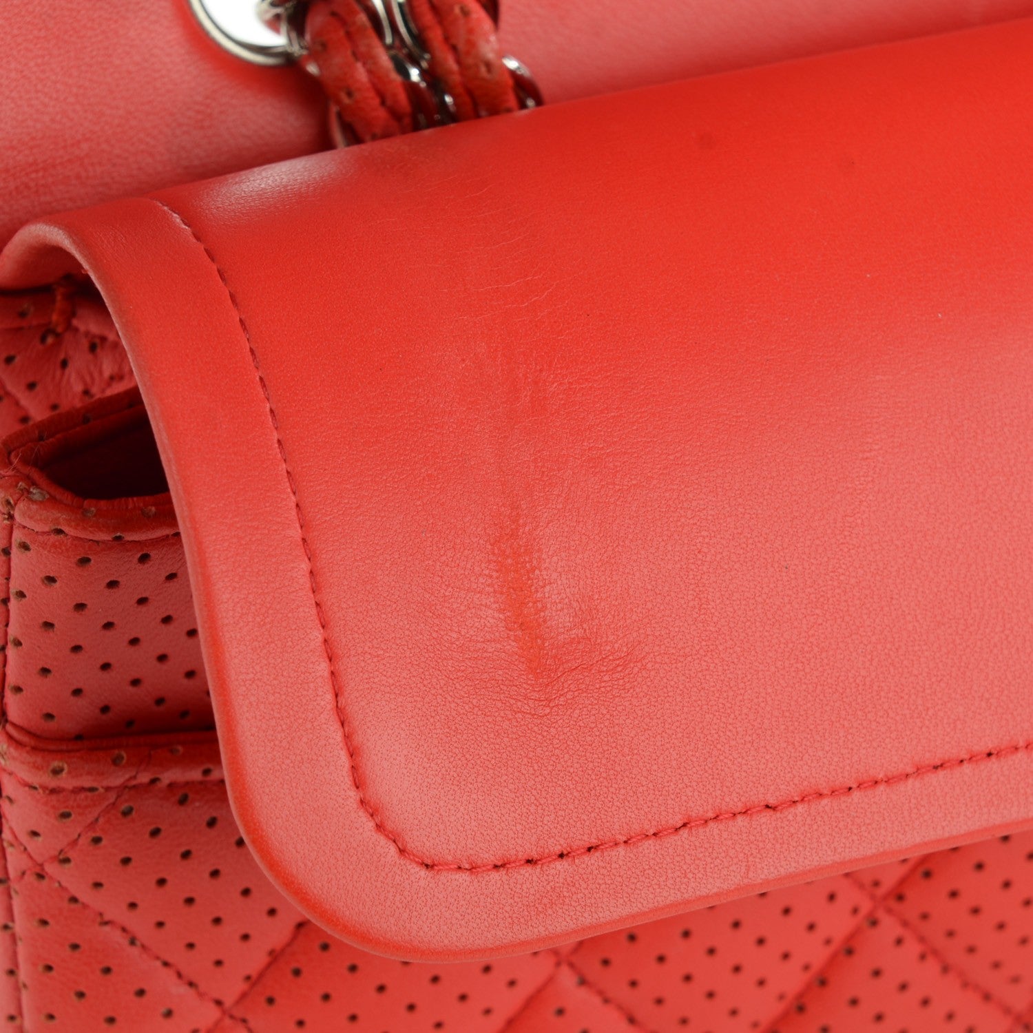 Chanel Lambskin Perforated Medium Double Flap Red 10 of 18
