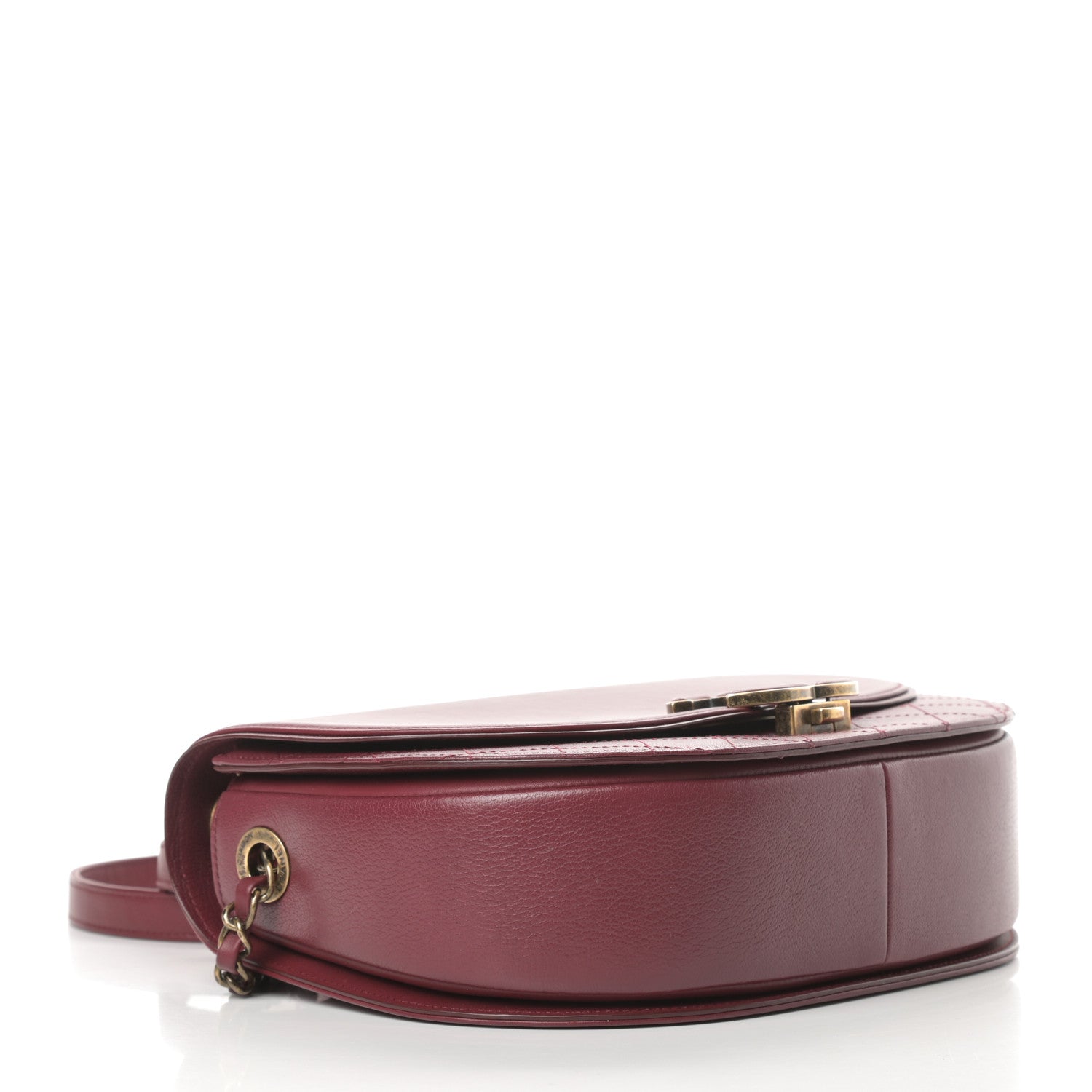 Chanel Shiny Calfskin Goatskin Quilted Medium Coco Curve Messenger Flap Burgundy 4 of 16