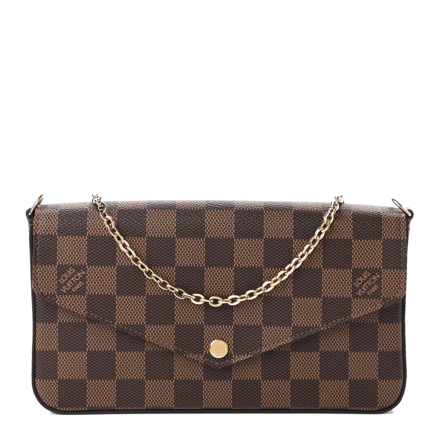 Louis Vuitton Damier Ebene Pochette Felicie Chain Wallet 1 of 11