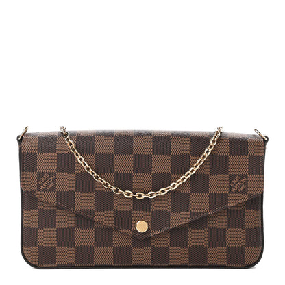 Louis Vuitton Damier Ebene Pochette Felicie Chain Wallet 1 of 11