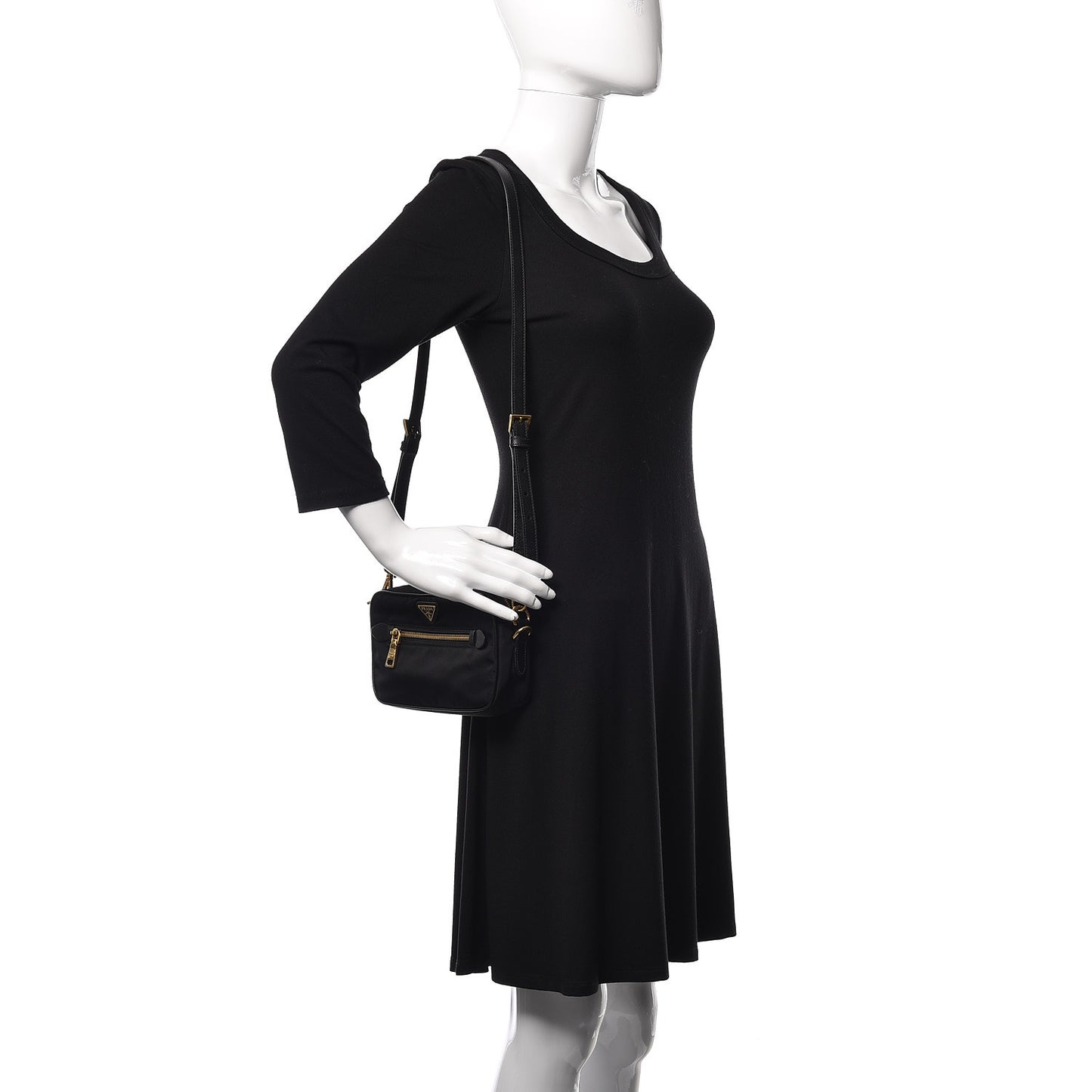 Tessuto Nylon Saffiano Small Crossbody Bag Black