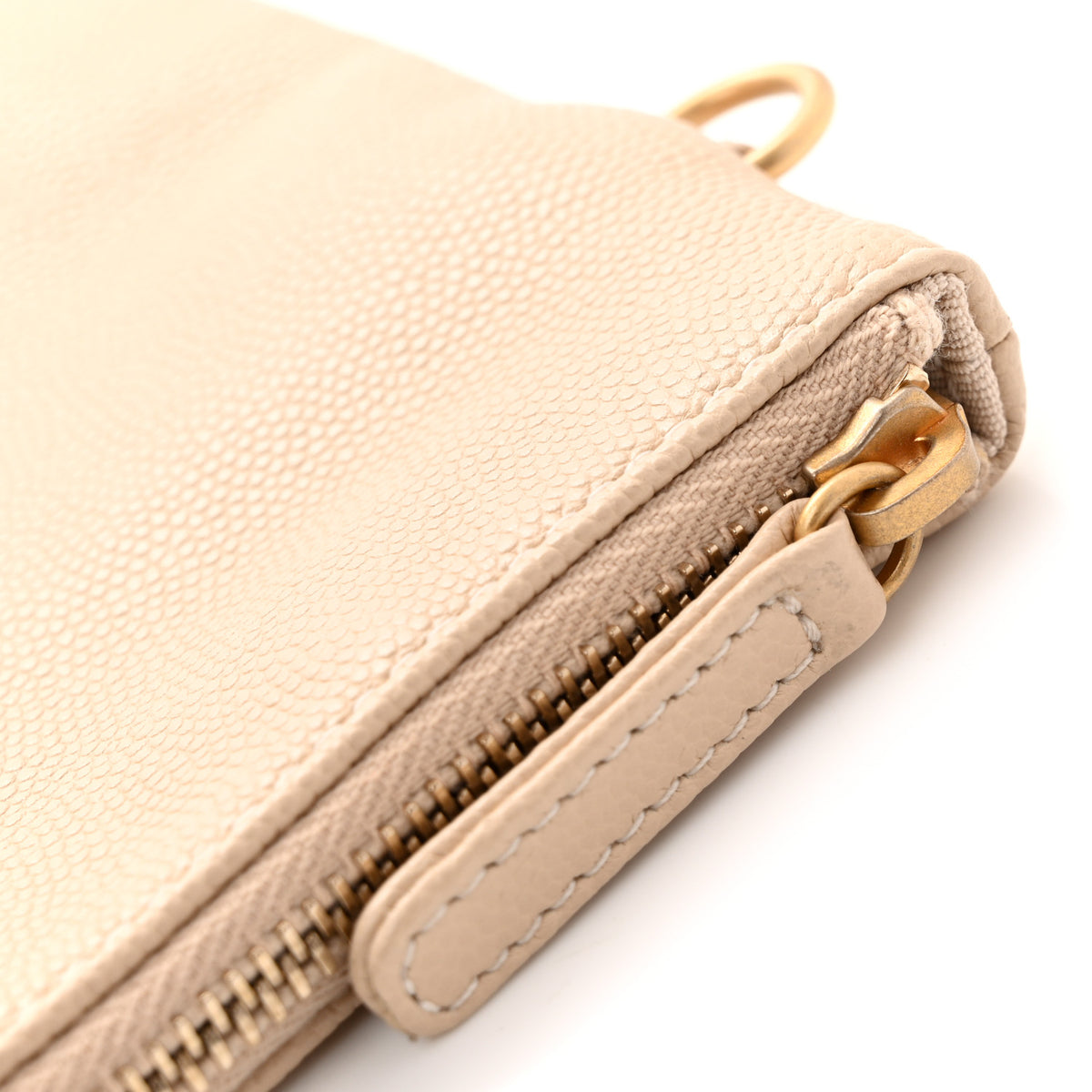 Caviar Stitched Pocket CC Large Tote Beige
