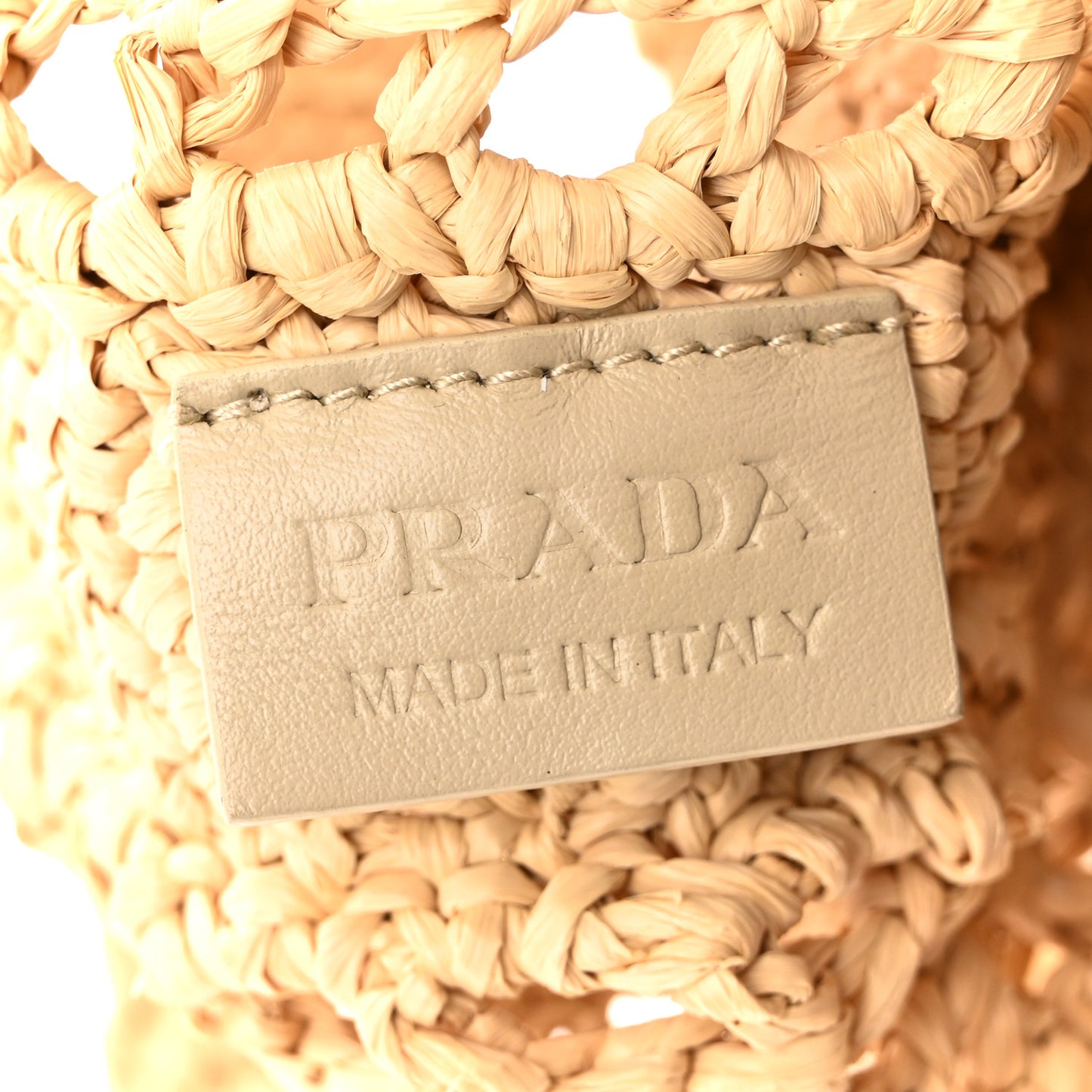 Yarn Raffia Effect Crochet Logo Embroidered Tote Bag Naturale