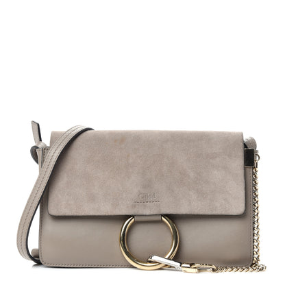 Chloe Suede Calfskin Small Faye Shoulder Bag Motty Grey 1 of 9