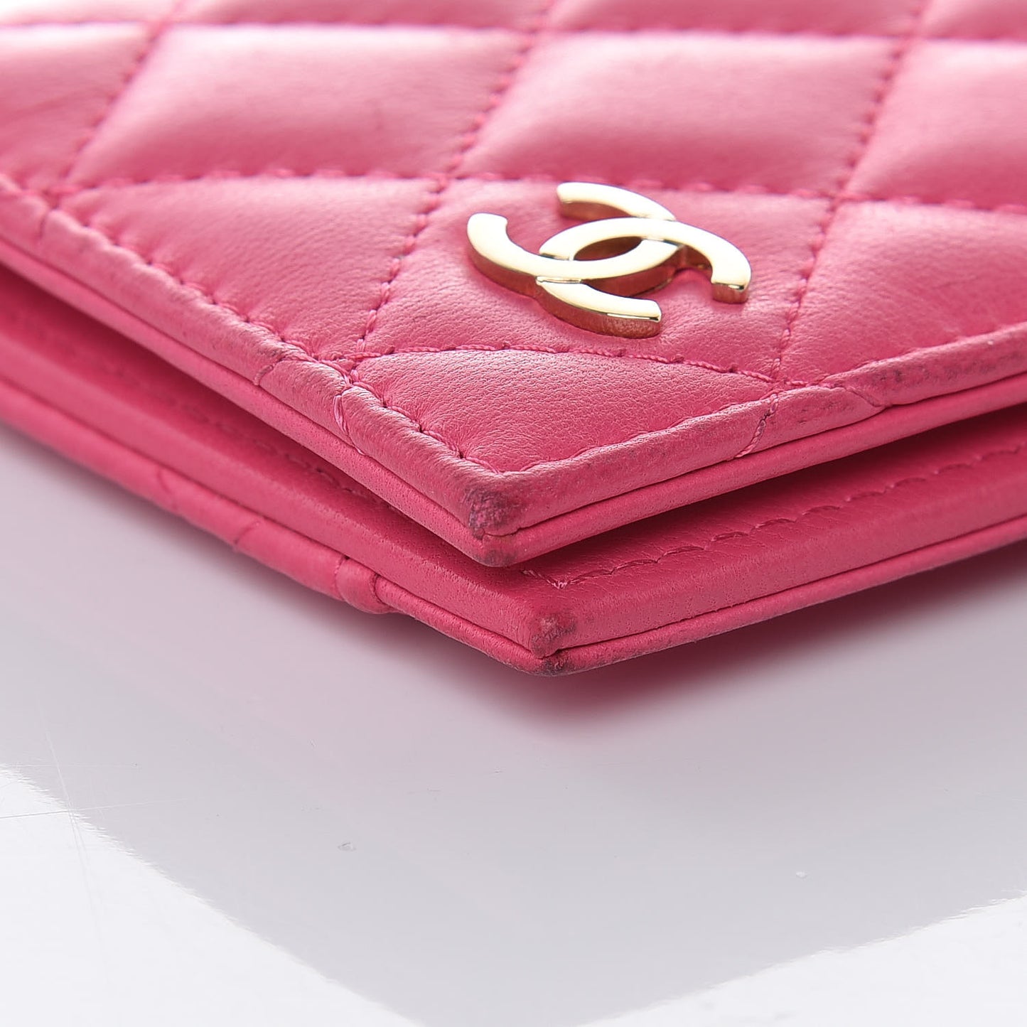 Lambskin Quilted Passport Holder Fuchsia