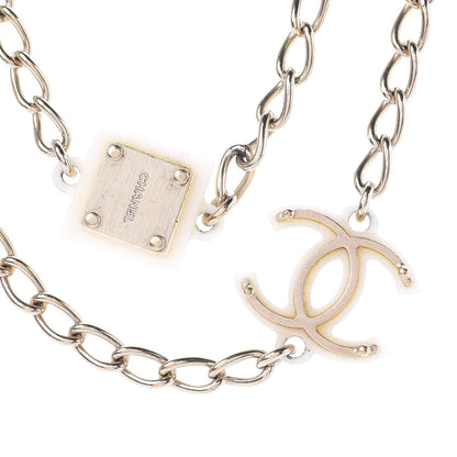 Chanel Resin Square CC Necklace White Silver 4 of 7